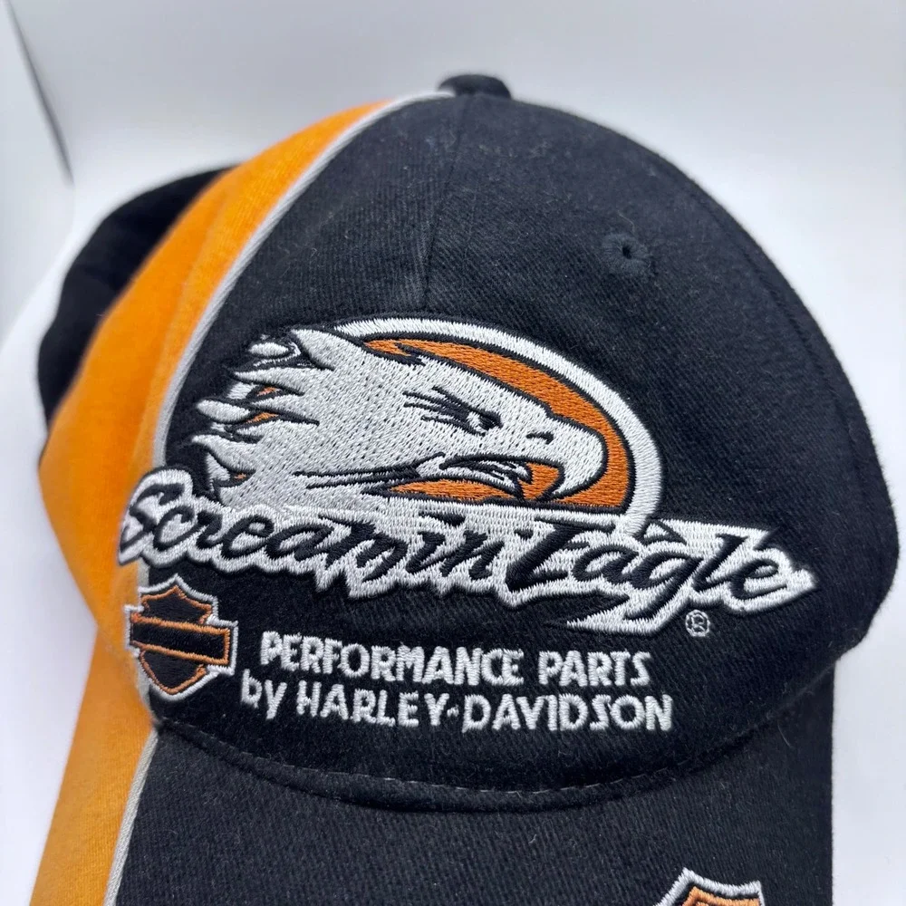 Harley Davidson Screamin Eagle Performance Parts Hat NHRA Black Orange Cap R1